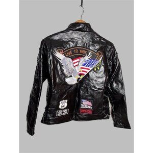 Women's Diamond plate Buffalo Leather jacket size Large. Motorcycle Black